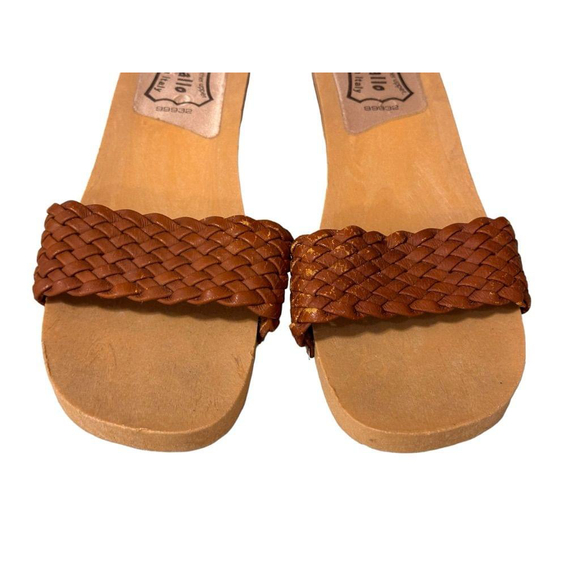 Rapallo Women's Brown Leather Woven Block Sandals Size 8 Made In Italy - Picture 5 of 14